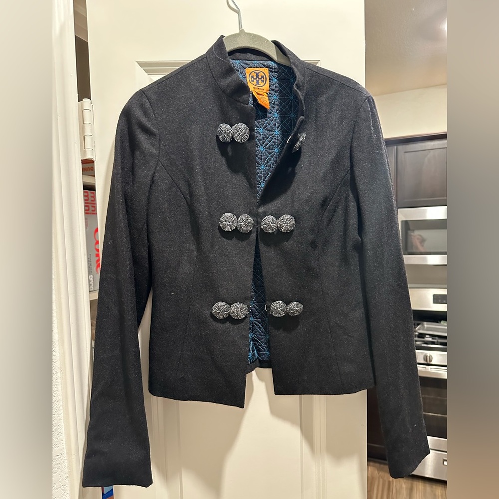 Tory Burch Beaded Military Jacket Wool Blazer